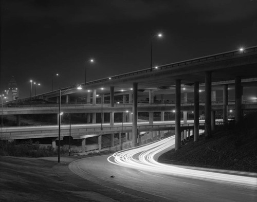 Four-level interchange at night