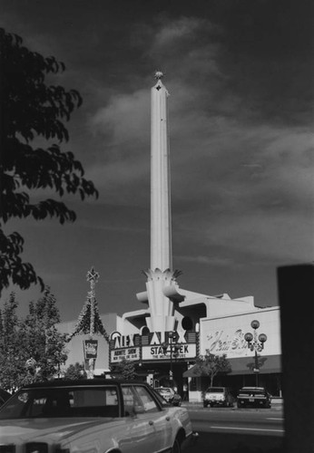 Exterior of Alex Theatre from across Brand Blvd