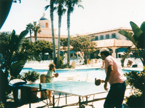 Father daughter ping-pong game