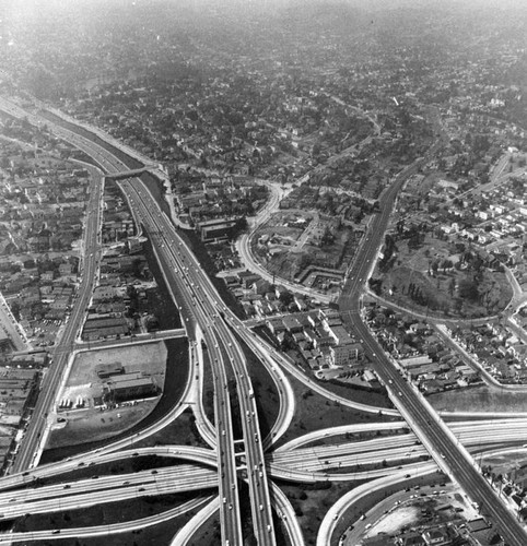 View of the four level interchange circa 1950s