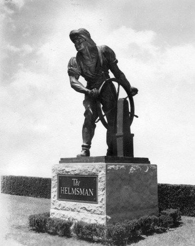 Helmsman statue, a closeup view