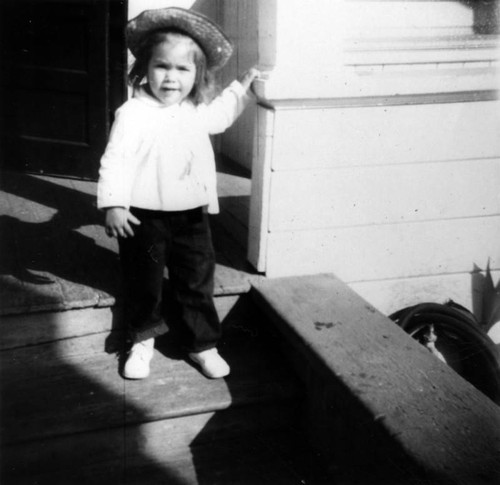 Girl outside home