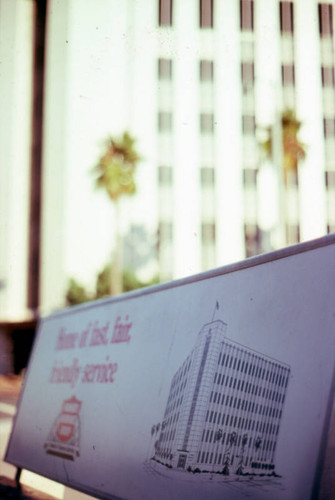 Farmer's Insurance Building with bus bench