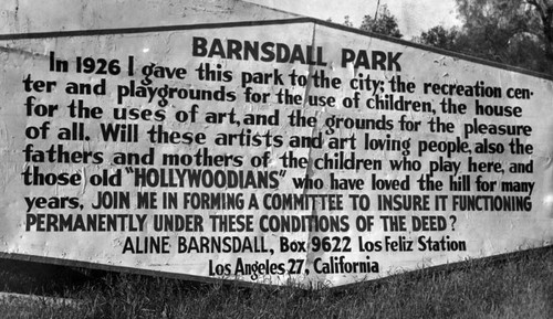 One sign in Barnsdall Park