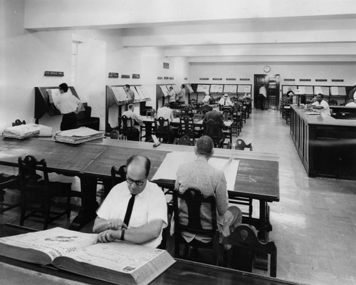 Newspaper Room and patrons, Los Angeles Public Library