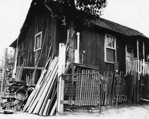 Wood shack, exterior view