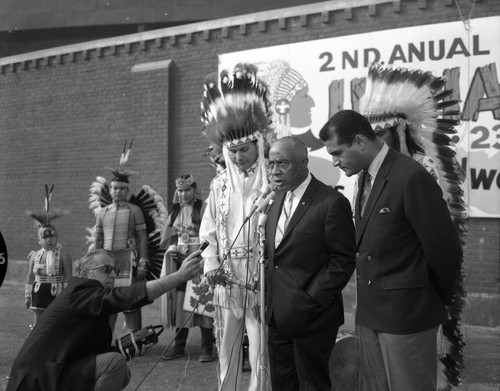 Gilbert Lindsay and Billy Mills at the 2nd Annual All American Indian Week press conference