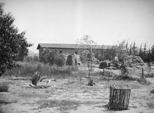 Crumbling adobe at the San Fernando Mission