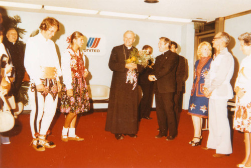 Cardinal Karol Wojtyla (who became Pope John Paul II) arrives at LAX