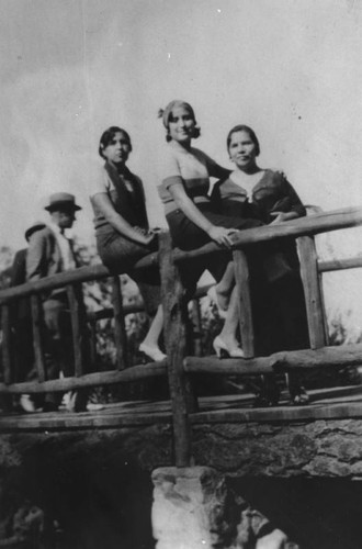 Women on bridge at Banning Park