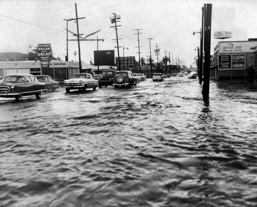 Flood waters on Pico Boulevard