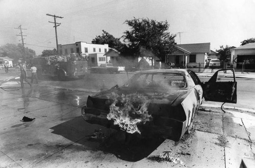 Burning sheriff's car