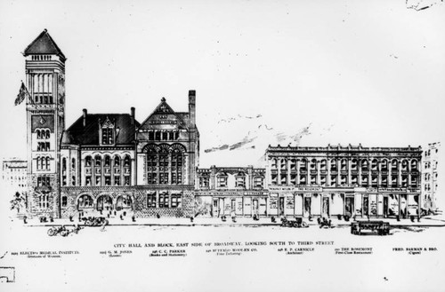 Architect's drawing, east side of Broadway