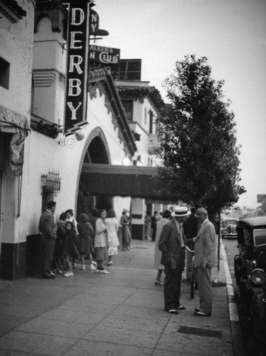 People waiting outside the Brown Derby