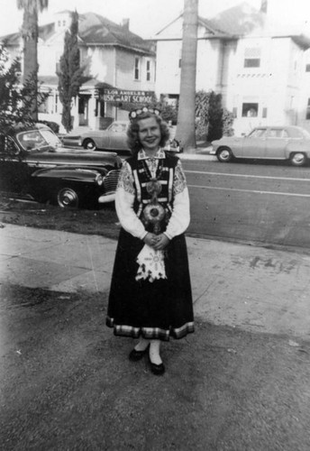 Woman wearing traditional Latvian costume