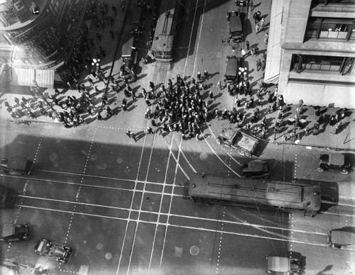 Overhead view of 7th and Broadway