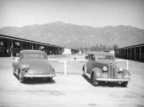 Cars and stables, Santa Anita Racetrack