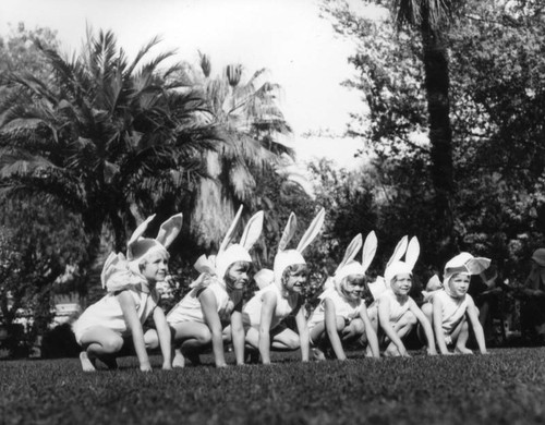 Children with bunny ears