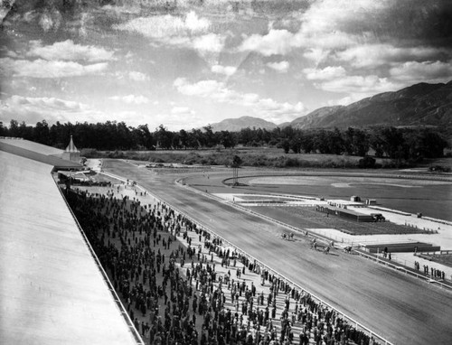 Horse race at Santa Anita Racetrack, view 10