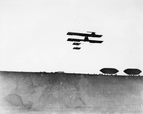 Biplane in flight