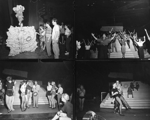 Men and women on stage at Earl Carroll Theatre