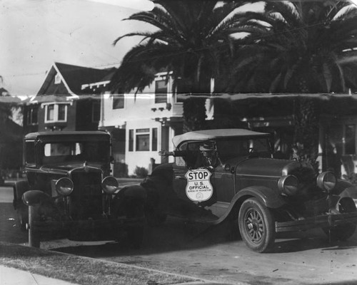 Prohibition agents with stop signs