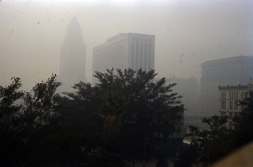 La Plaza and Civic Center, smoggy day