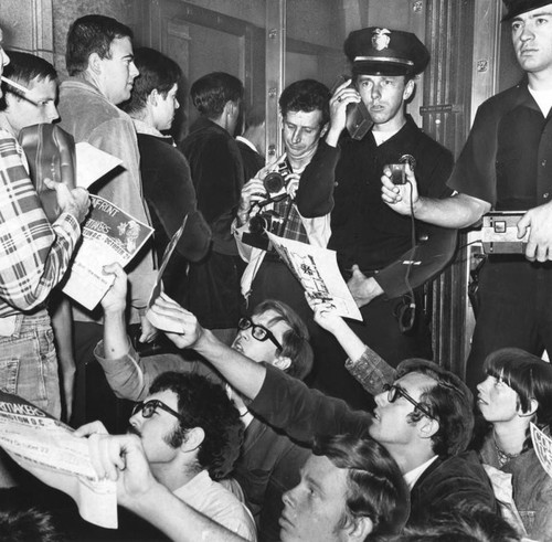 Protesters trying to stop draftees at Los Angeles induction center