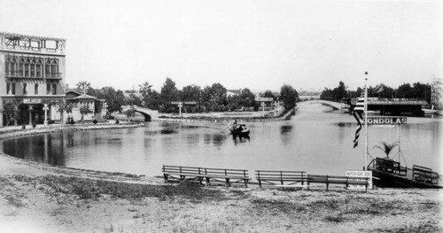 Gondola rowing across the canal