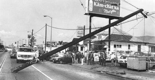 Pole falls in collision