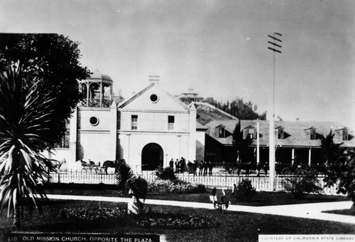 View of Old Mission Church opposite the plaza