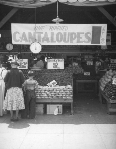 Cantaloupes at a produce stand