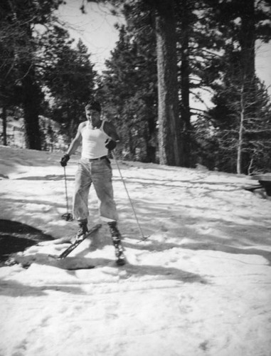 Big Pines Recreation Camp, skiing in a tank top