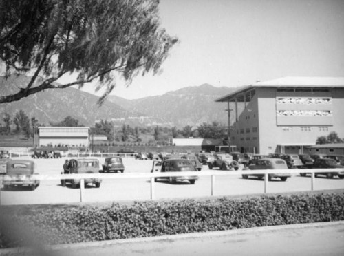 Parking by the grandstand at Santa Anita Racetrack