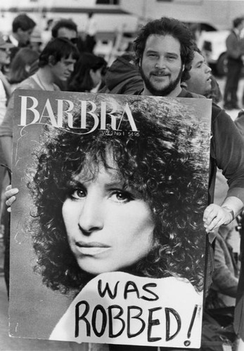 Barbra Streisand supporter during Academy Awards program