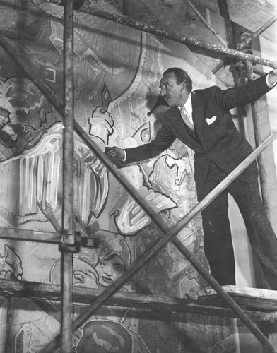 Cornwell supervises the placing of a panel