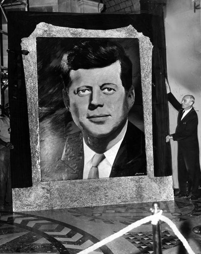 Portrait on display, in memory of President Kennedy