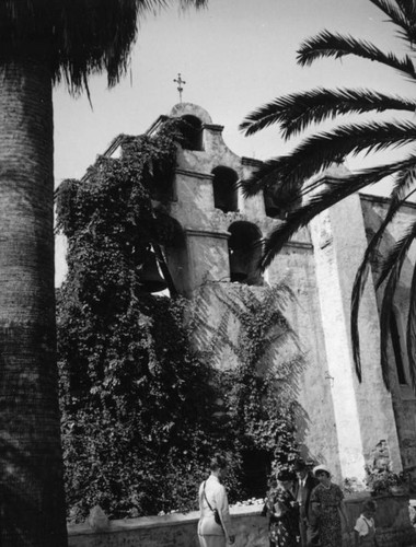 Family and San Gabriel Mission campanile