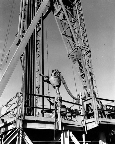 Closeup, oil derrick platform