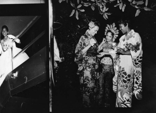 Three women in kimonos