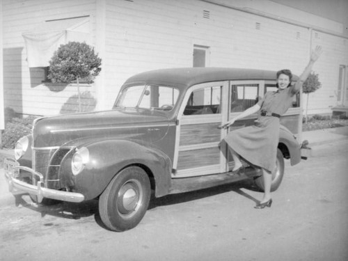 Woman and a woodie