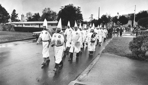 Klan members march in Fontana — Calisphere