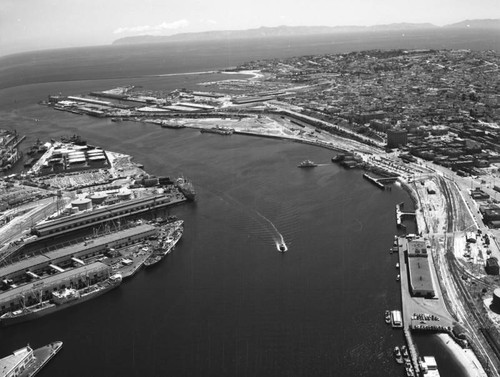 Los Angeles Harbor and San Pedro, looking southwest