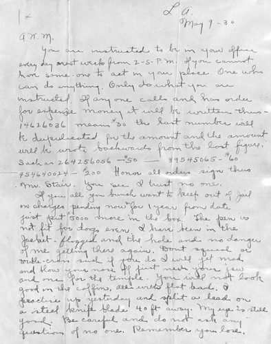 Harry Melosh letter