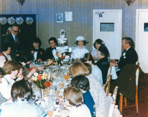 Wedding reception in restaurant dining room