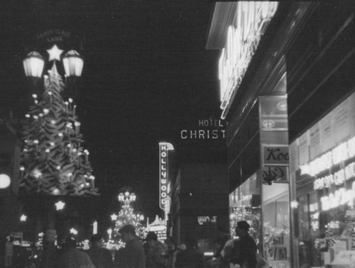 Hollywood Boulevard at night