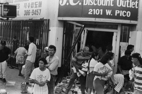 Business being looted in 1992 L.A. riots