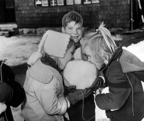 Children eating snow