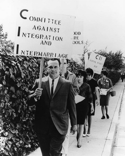 Anti-integrationists picket at school board