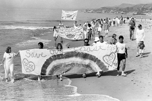 Group protesting pollution of ocean